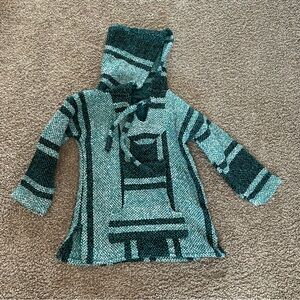 Kids Teal & Black Hooded Knit Top - Casual Pullover Hoodie